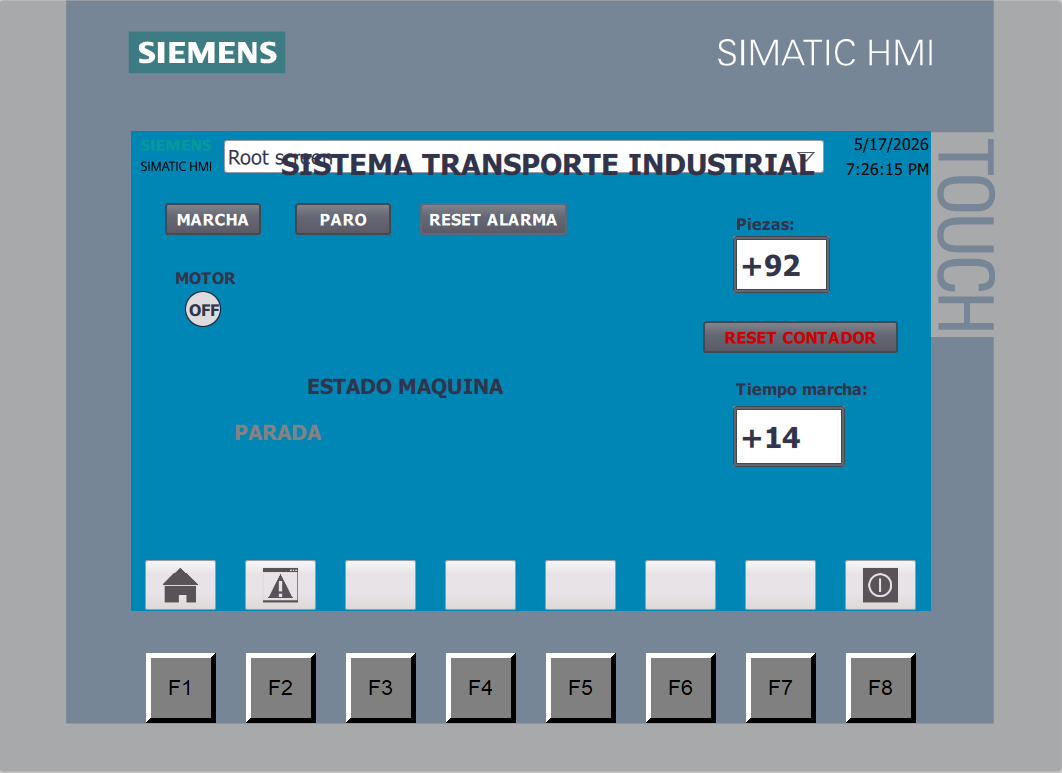 Pantalla HMI del proyecto