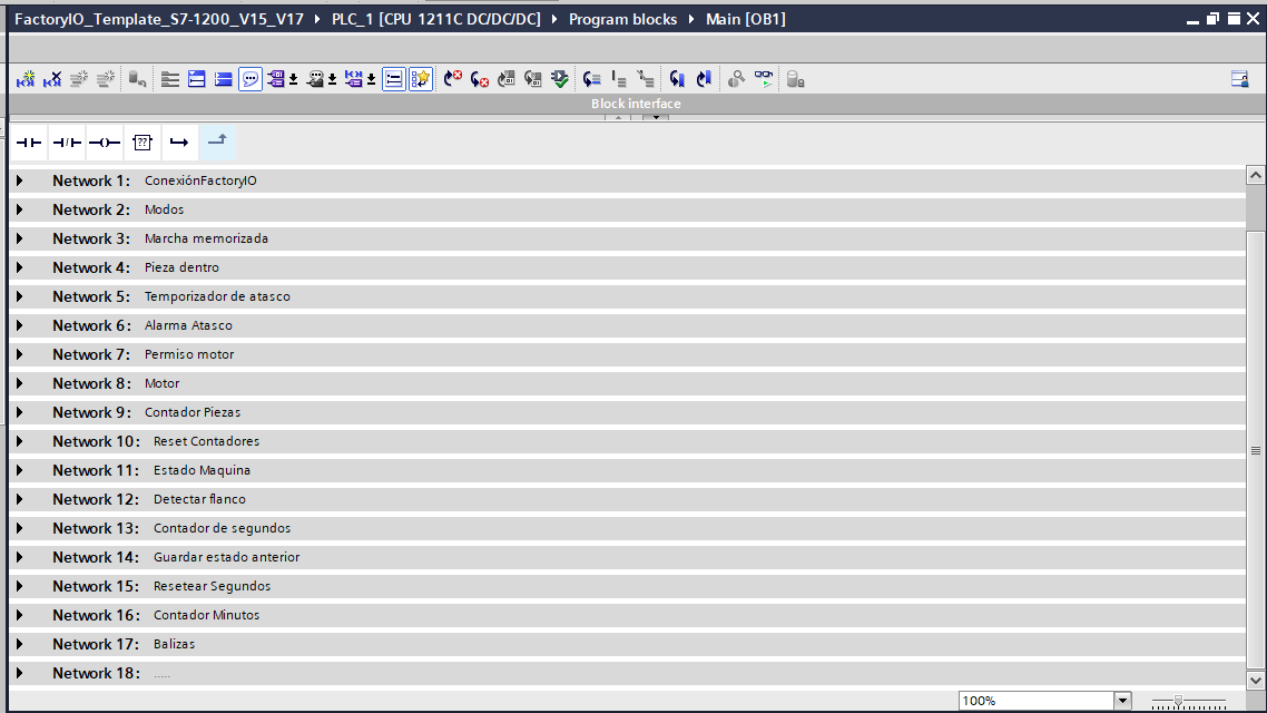 Lista de networks del proyecto